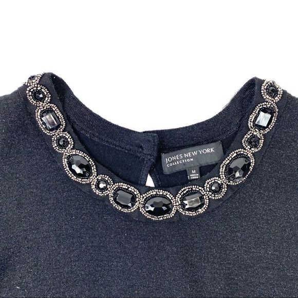 Jones NY black jeweled neck sleeveless sweater - M - Picture 5 of 12